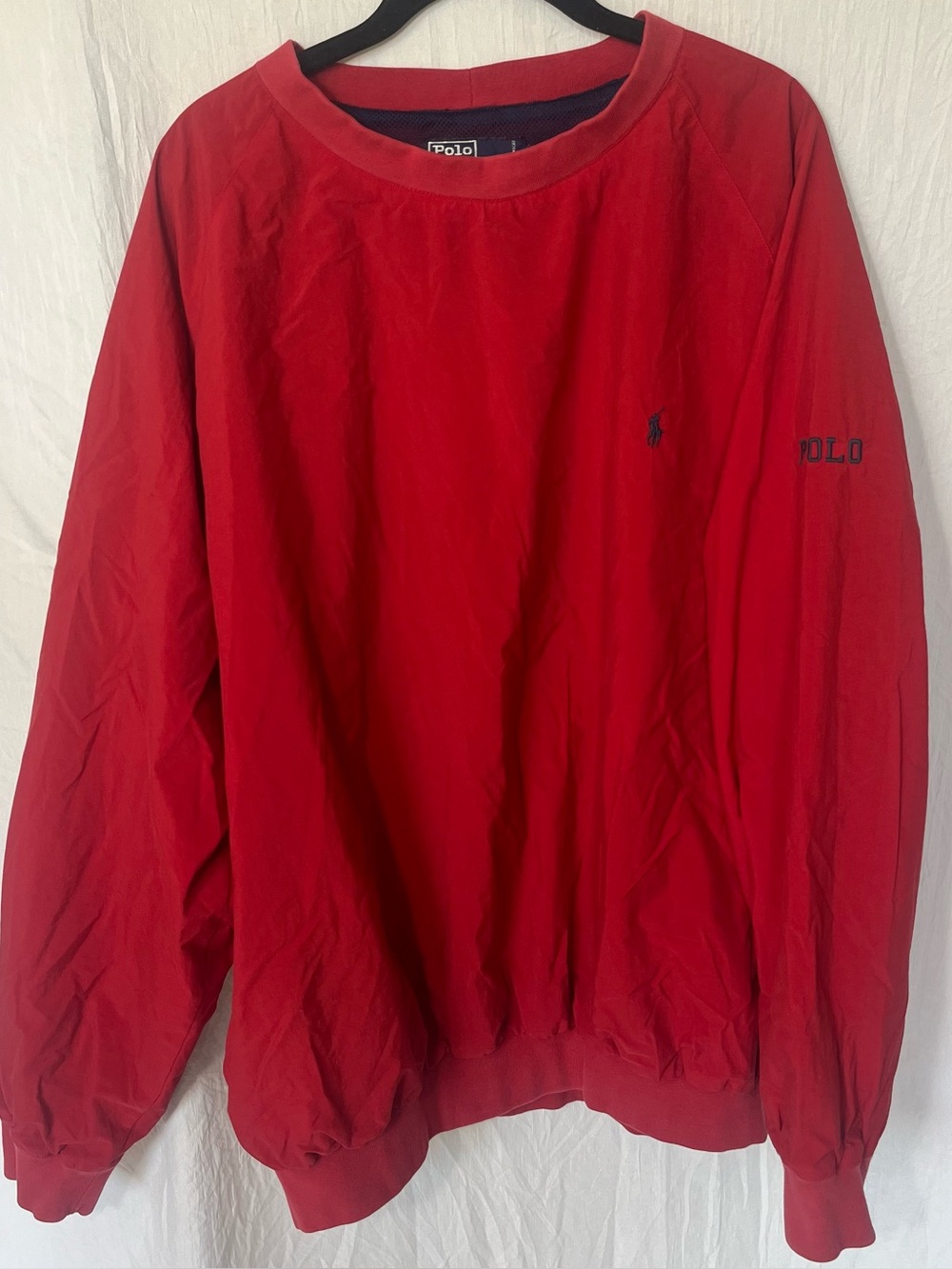 VTG Polo Ralph Lauren Windbreaker Pullover Red Large 90s Men’s Nylon Crewneck